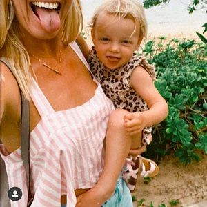 XIX Palms Melrose Flounce Too NWT!! Pink white stripe